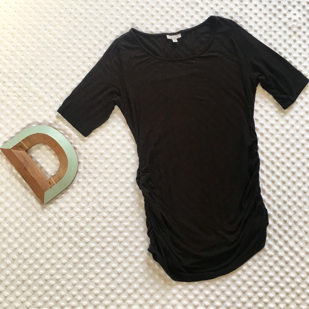 A Pea in the Pod Black Cute Ruched Maternity Top