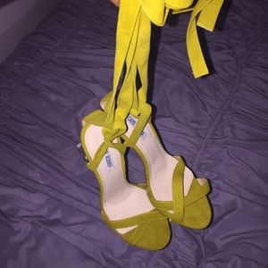 Mustard Yellow Lace Up Heels.
