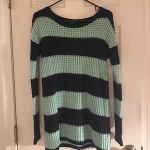 Sea foam green and navy tunic sweater
