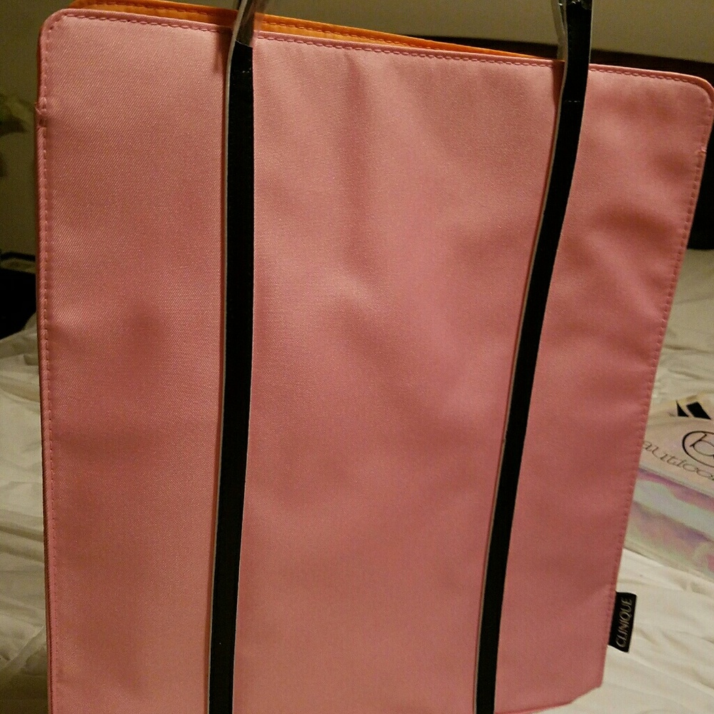 Clinique tote, Pink and orange