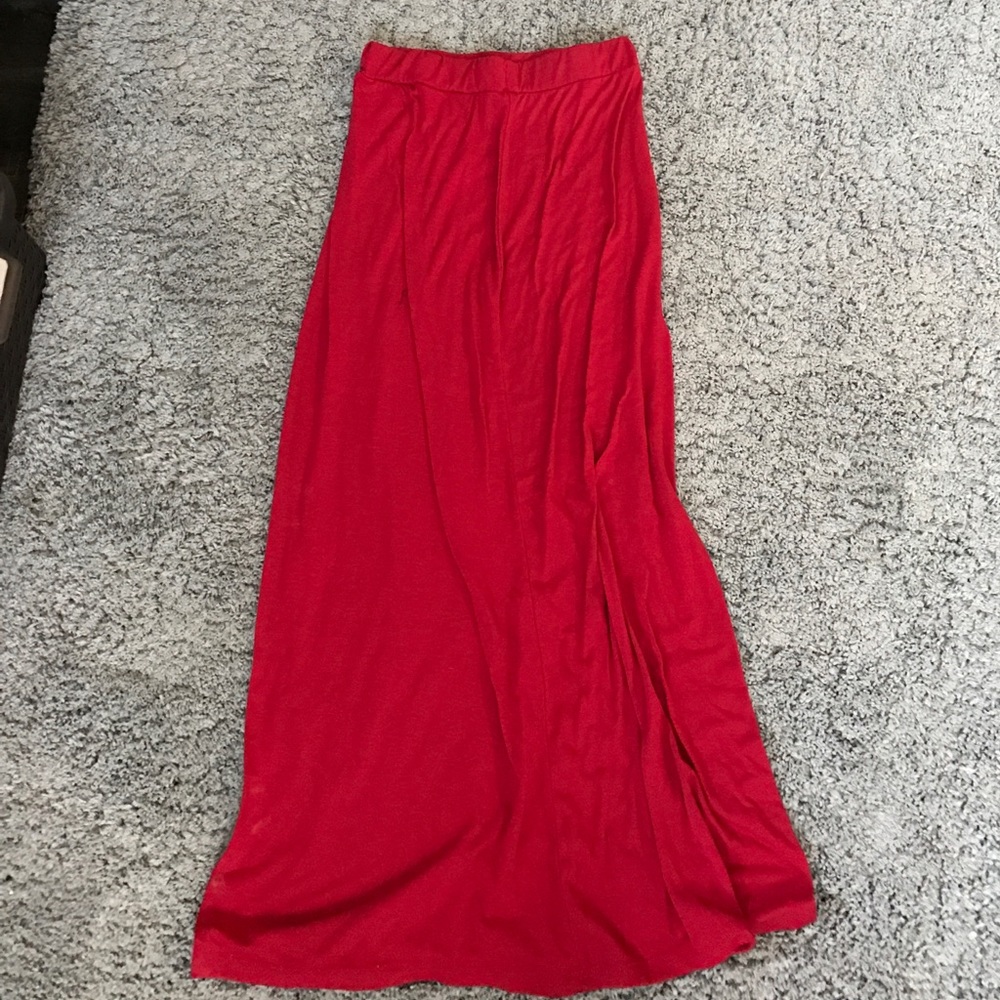 Red maxi skirt
