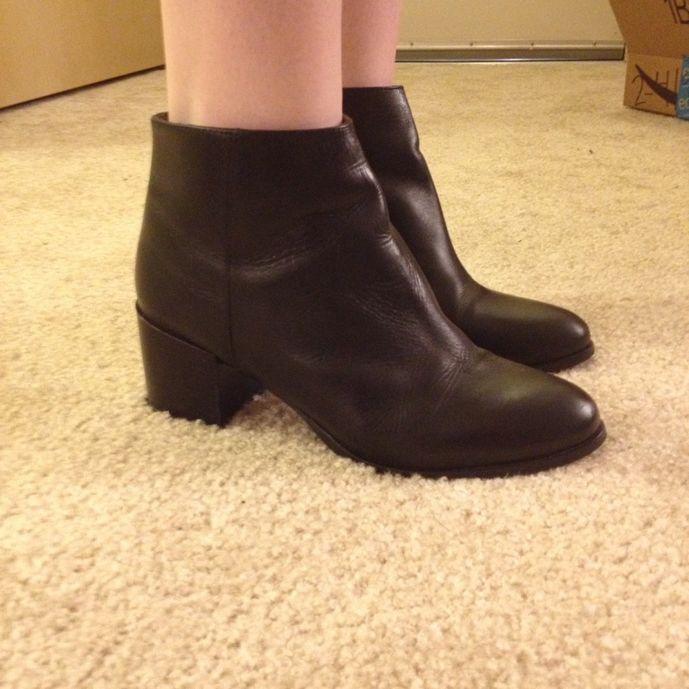 Black Leather Ankle Boots