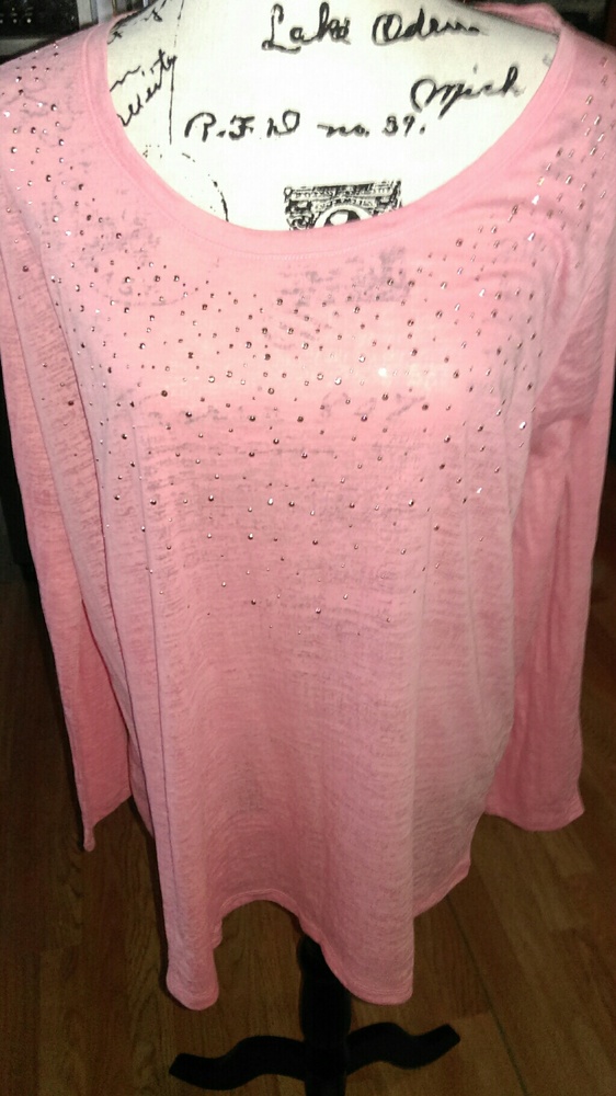 Long-sleeved Sequined Burnout Tee