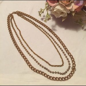 Vintage 3 strand gold chain necklace