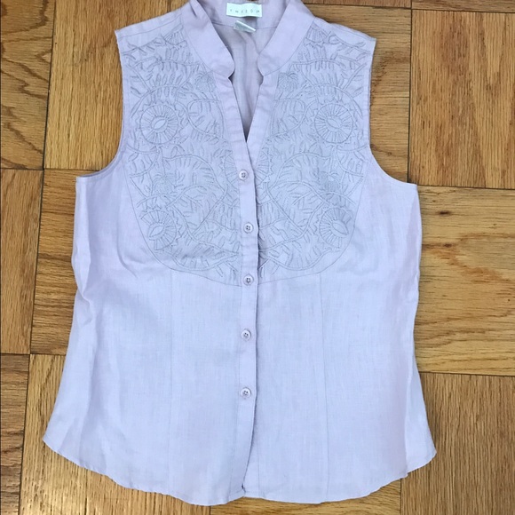 🚫SOLD🚫linen embroidered button down shirt S - Picture 2 of 4