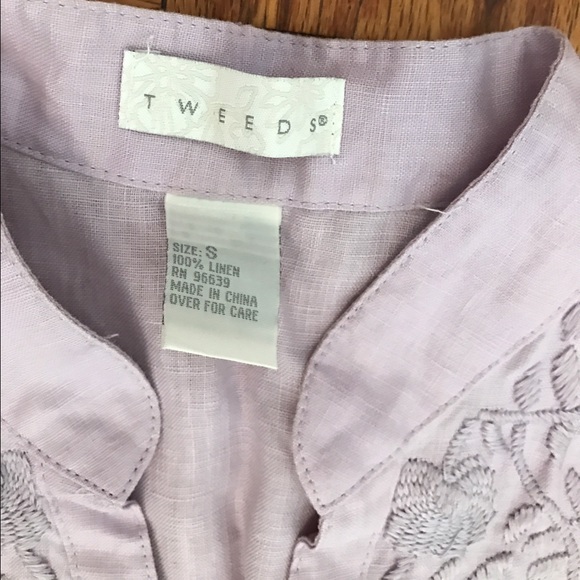 🚫SOLD🚫linen embroidered button down shirt S - Picture 4 of 4