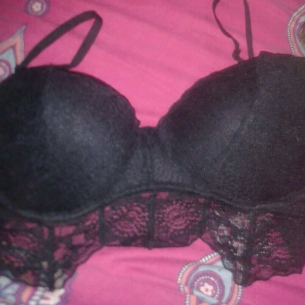 PINK black lace bralette