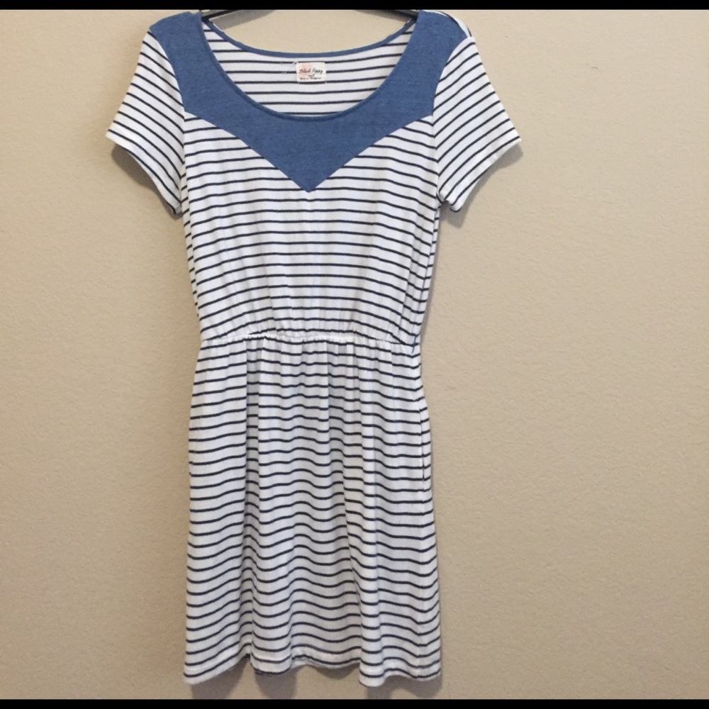 Black poppy striped dress