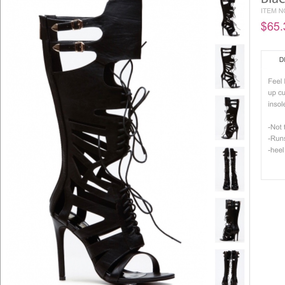 Black gladiator lace up heels