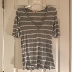 Grey and white striped top