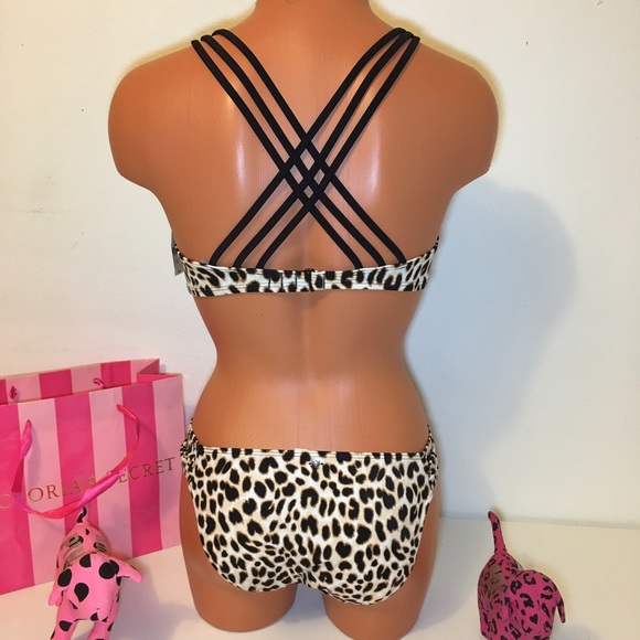 NEW PINK VS STRAPPY SWIMSUIT ANIMAL PRINT - Picture 4 of 5