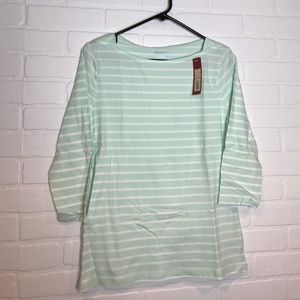 Merona Tops - Merona boatneck tee mint/white stripe M 3/4 sleeve Merona Tops - Merona boatneck tee mint/white stripe M 3/4 sleeve