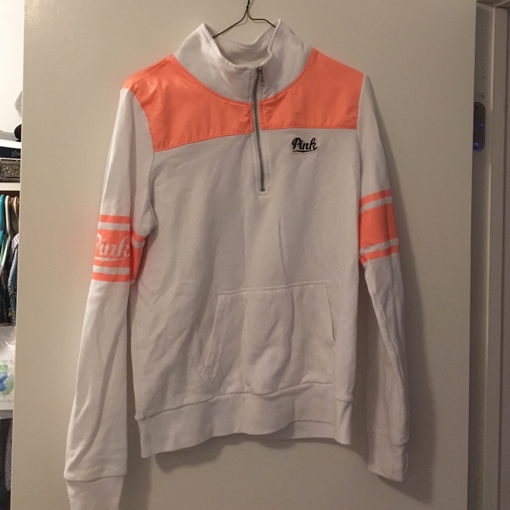 PINK quarter zip! Good, but worn condition.