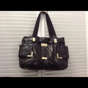 Michael Kors black leather shoulder bag