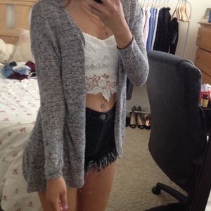 Grey Heathered Cardigan