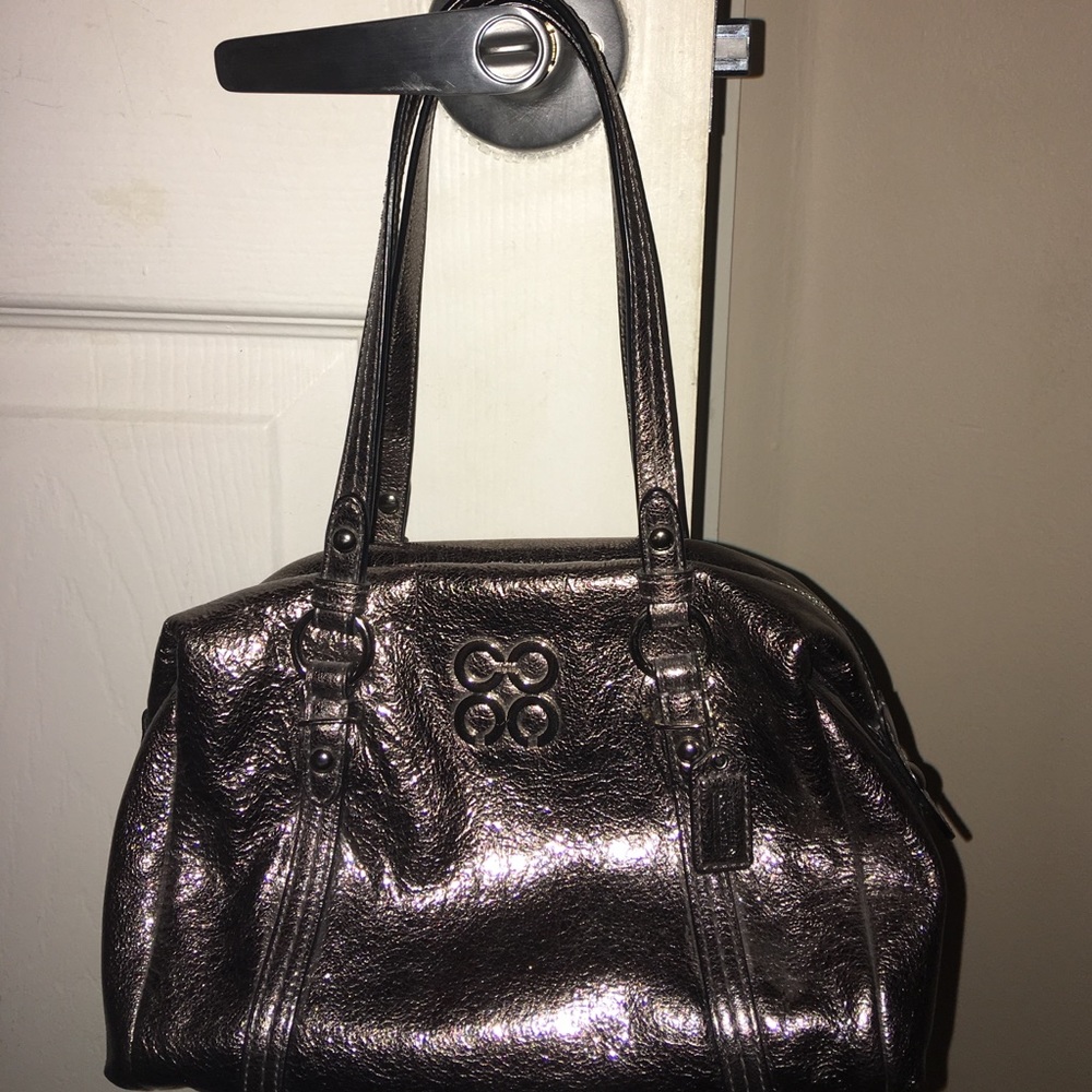 Coach Julia Metallic Gunmetal Leather Bag