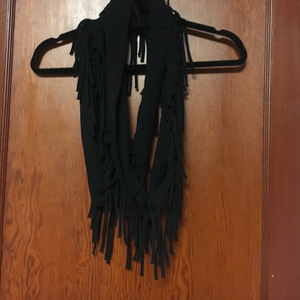 Black fringe infinity scarf