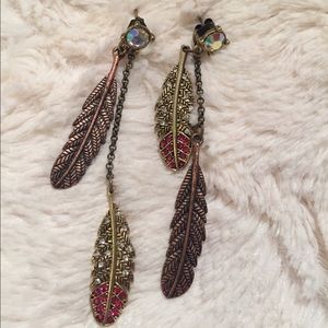 Betsey Johnson Feather Earrings