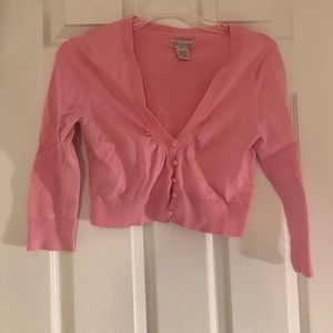 Pink crop top elbow length sleeve sweater
