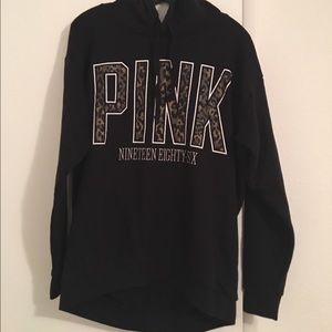 Small black leopard animal print VS pink hoodie
