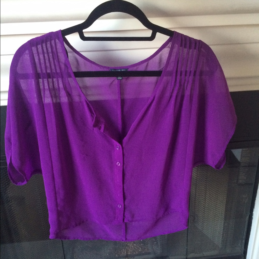Sheer purple cropped top