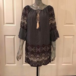 Umgee brand navy mixed print tunic.