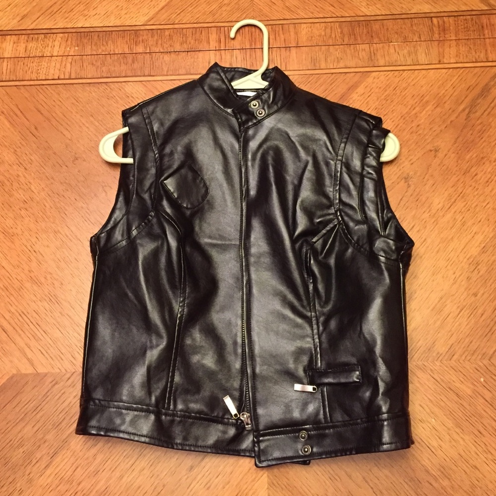 Faux Leather Punk Rocker Goth Vest Set