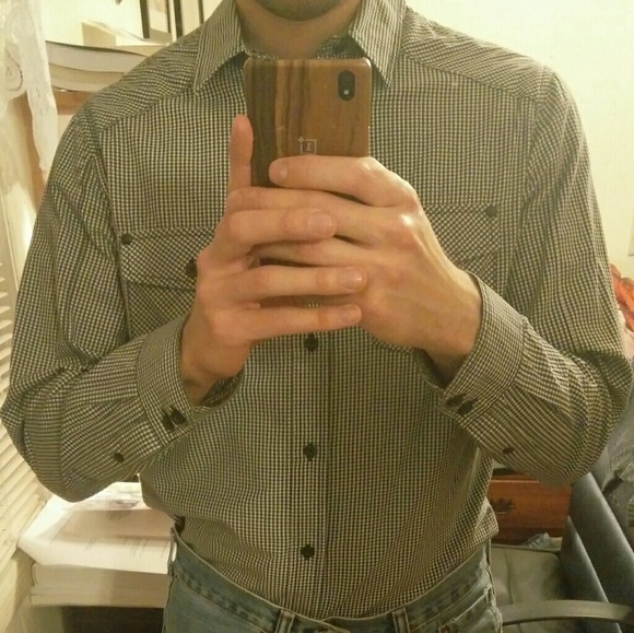 Casual Mini-Check Button Down Shirt - Picture 1 of 3