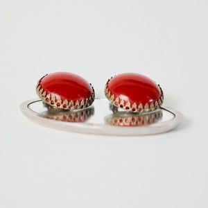 Vintage red clip-on earrings