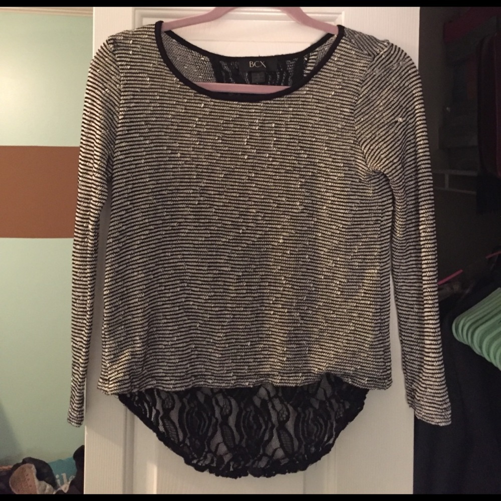 BCX Black and White Stripped Blouse