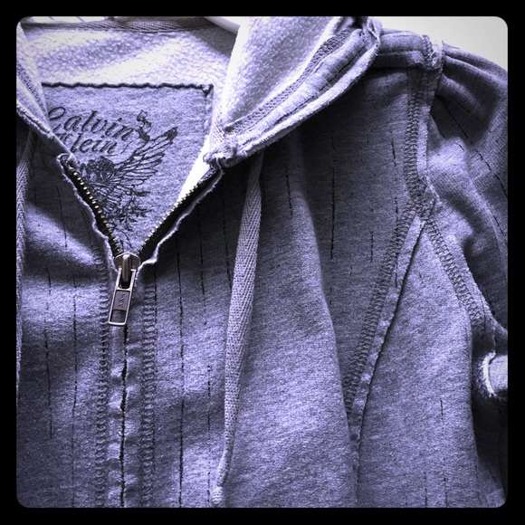 Calvin Klein zip up distressed hoodie - Picture 1 of 6