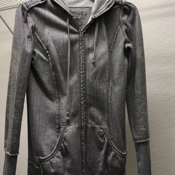 Calvin Klein zip up distressed hoodie - Picture 2 of 6