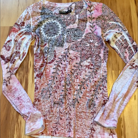 Prana Tops - Pink Burnout Prana Long Sleeve Top