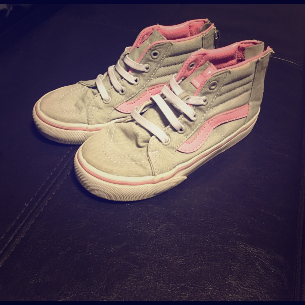 High top pink and gray Vans