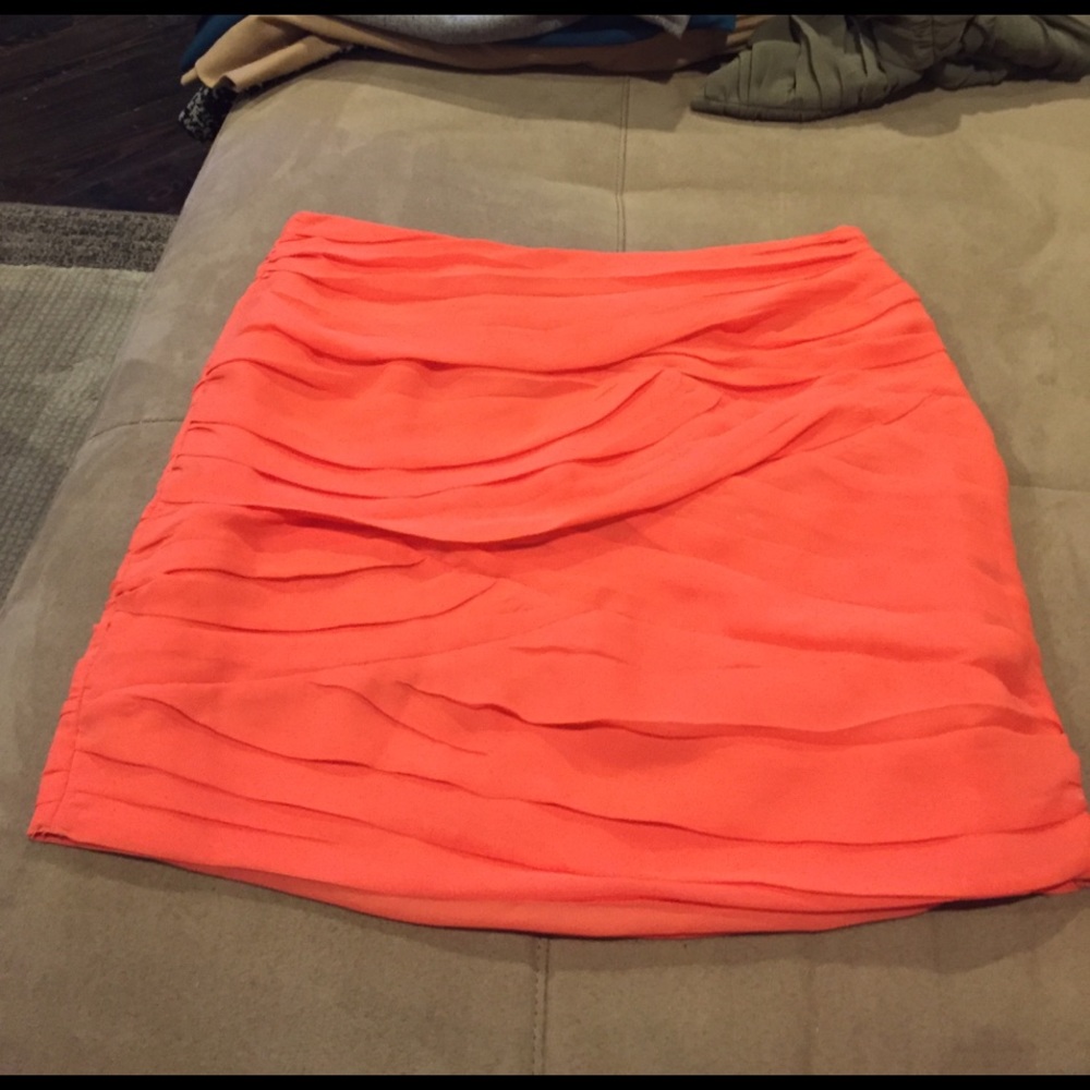 AQUA coral rouched mini skirt S