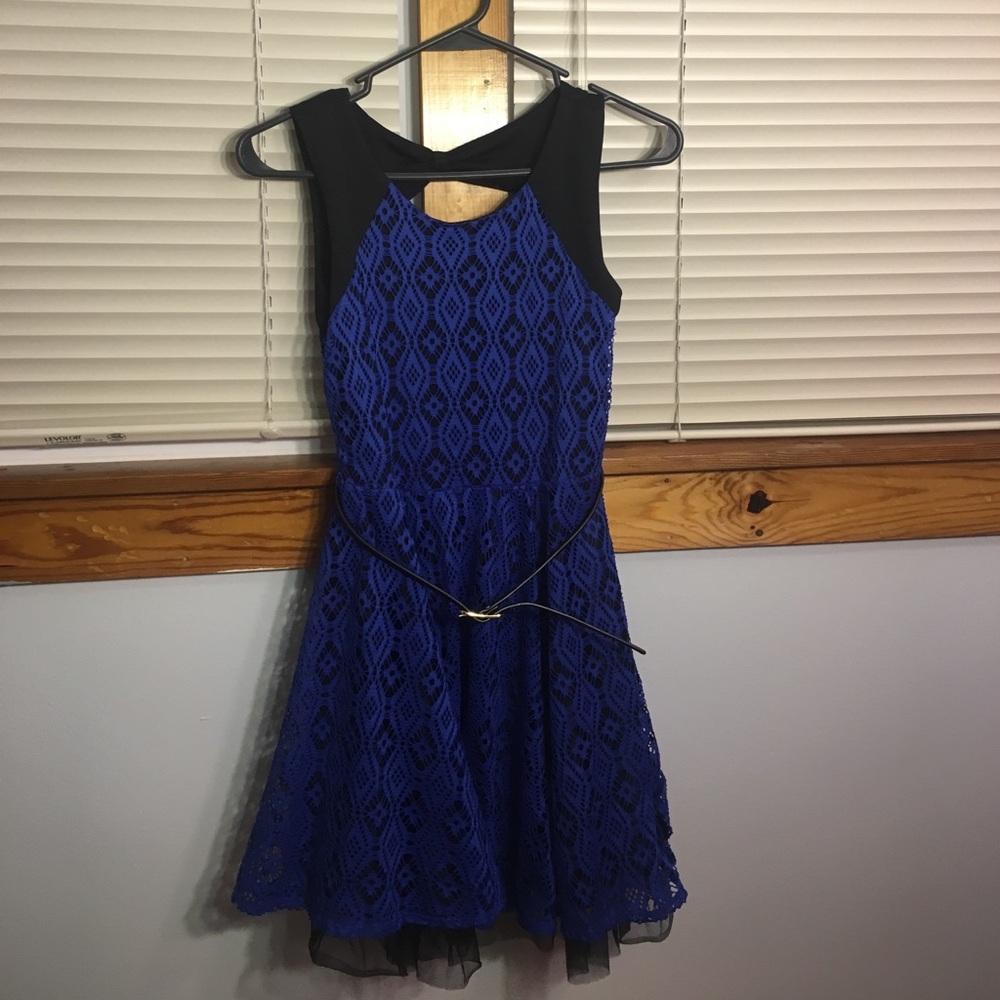 Blue bow back lace dress💙