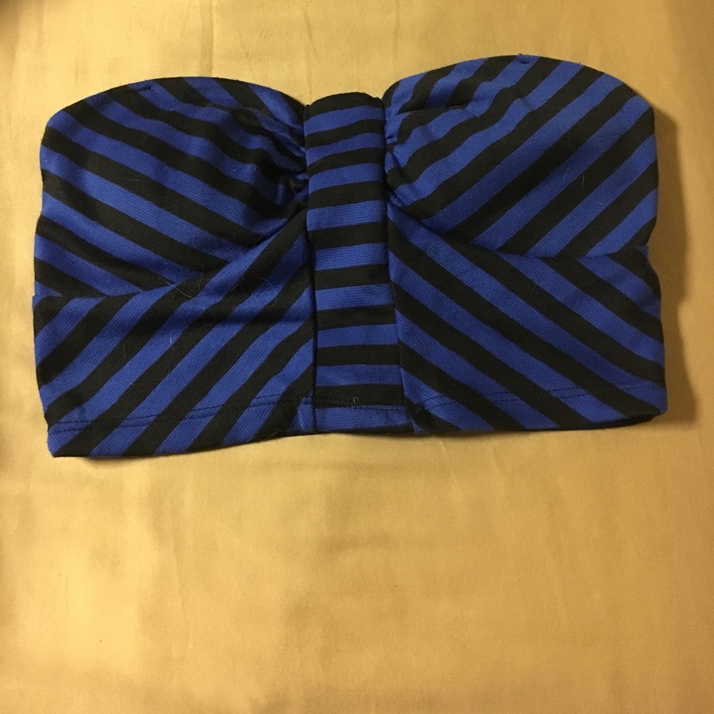Royal blue and black stripped crop top