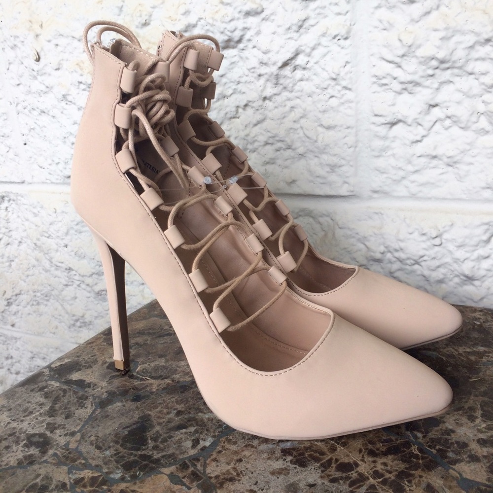 Size 9 Nude lace up heels