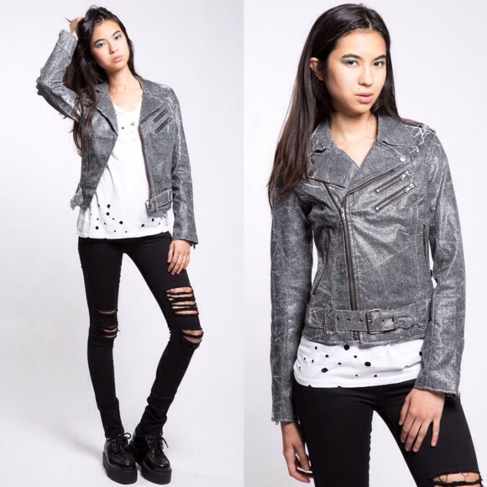 Nasty Gal/Tripp NYC silver Shine On Moto
