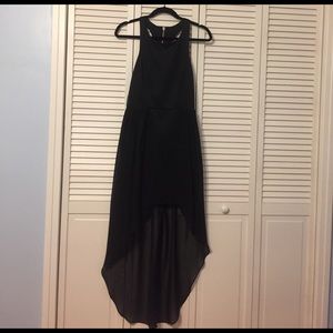 Black dress with dynamic high low