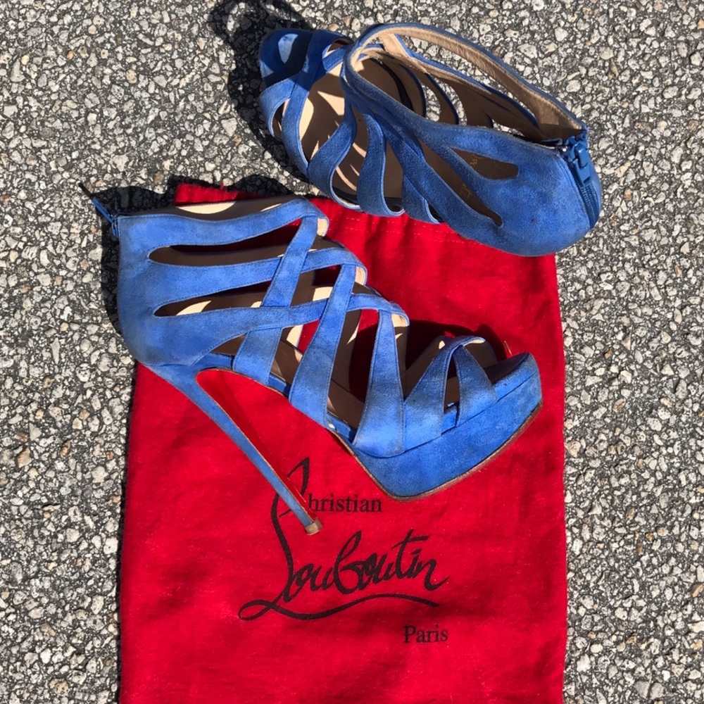 Christian Louboutin Royal blue Suede strapped heel