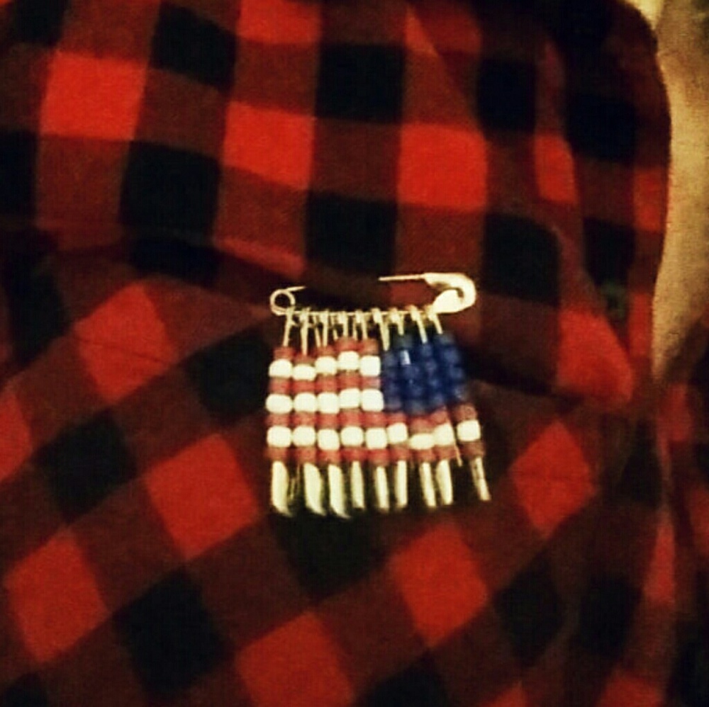 American Flag Bead Broach