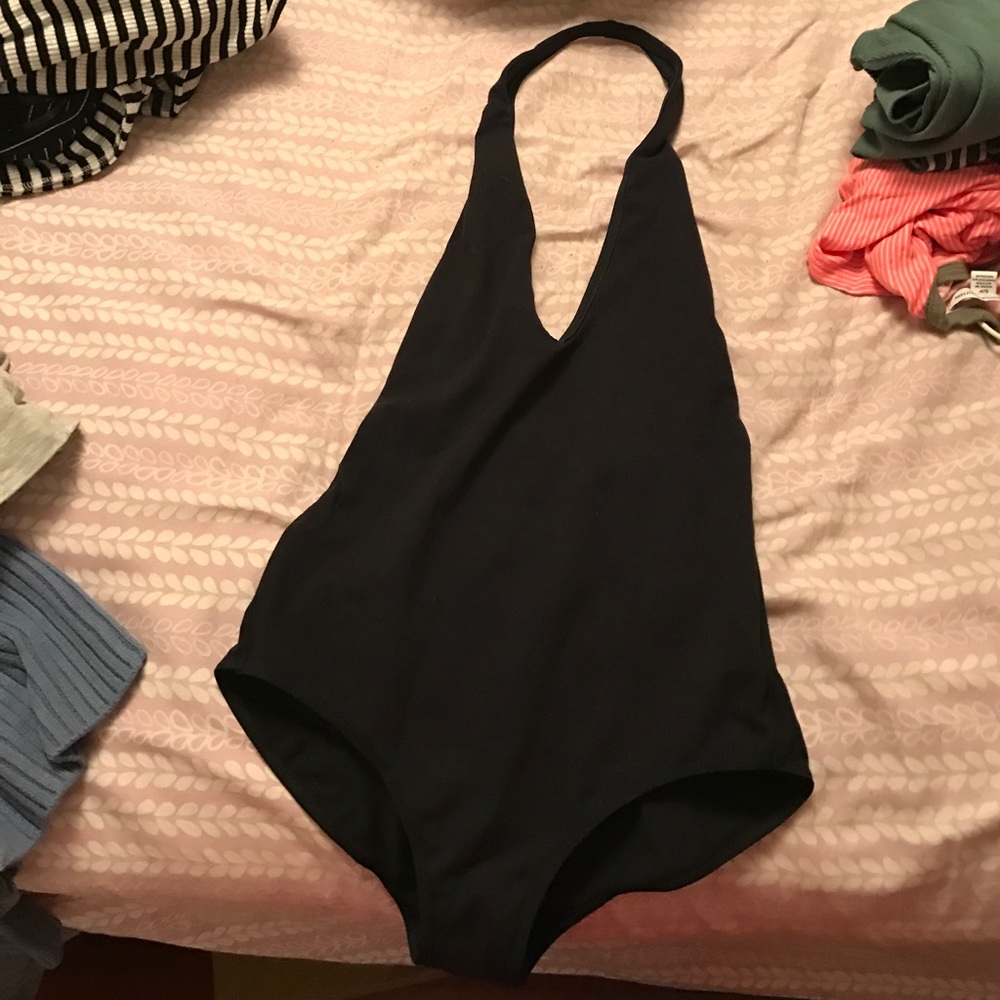 Black halter bodysuit