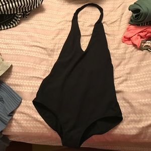 Black halter bodysuit