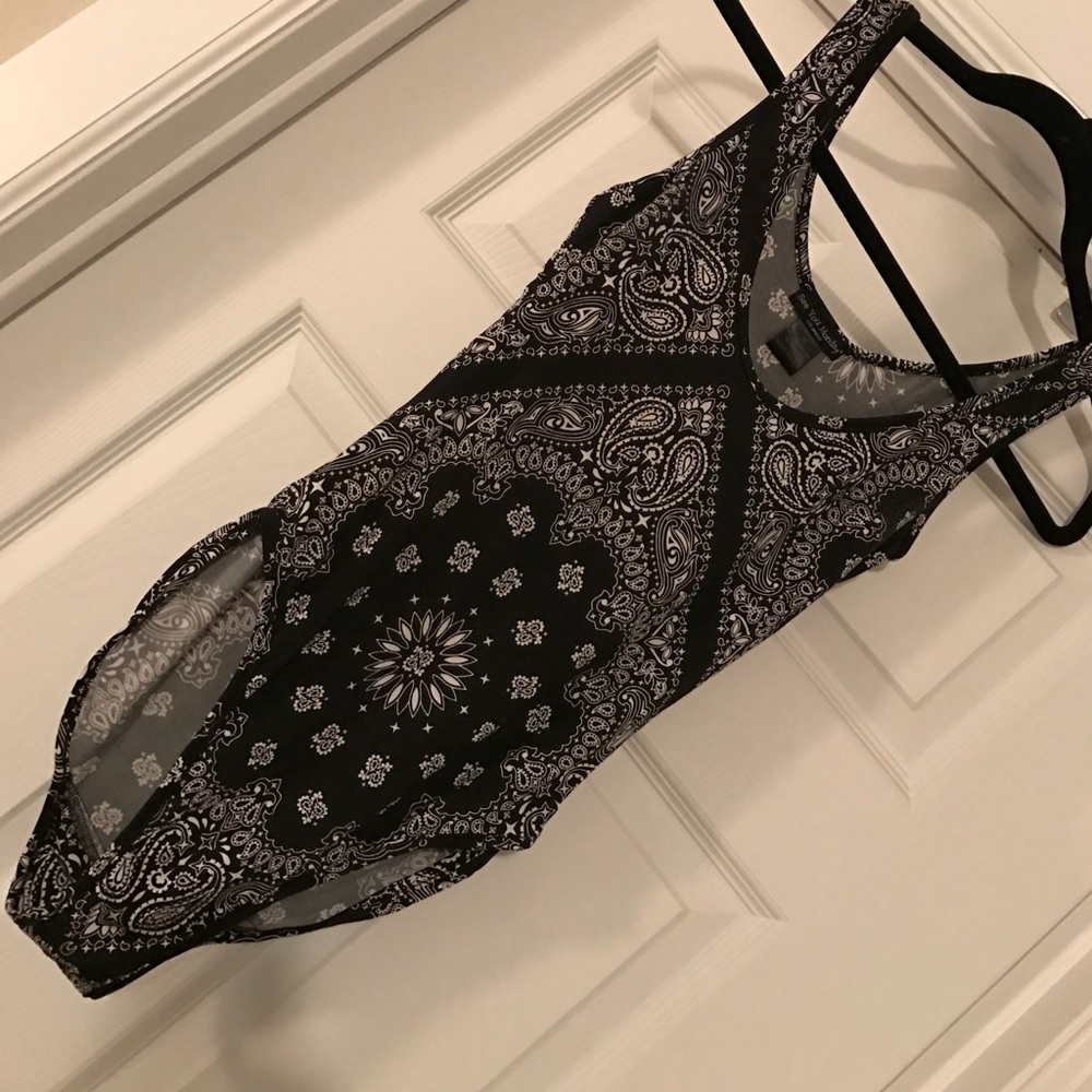 Black Bandana Print Bodysuit