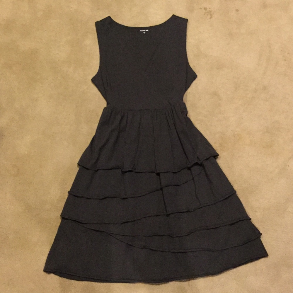 Garnet Hill Black V-Neck Dress