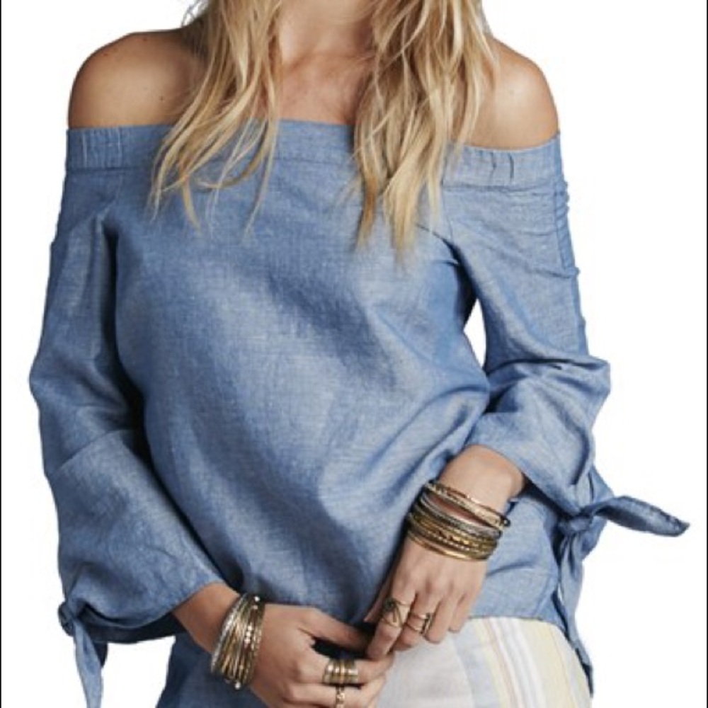 Free People Chambray Off Shoulder Top