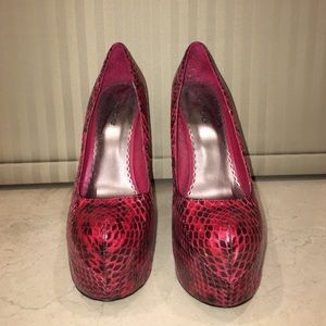 Red snake skin Bebe heels