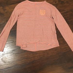 Gray and coral long sleeved top