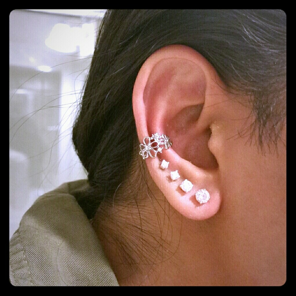 Gorgeous floral design ear cuffs (one pair)